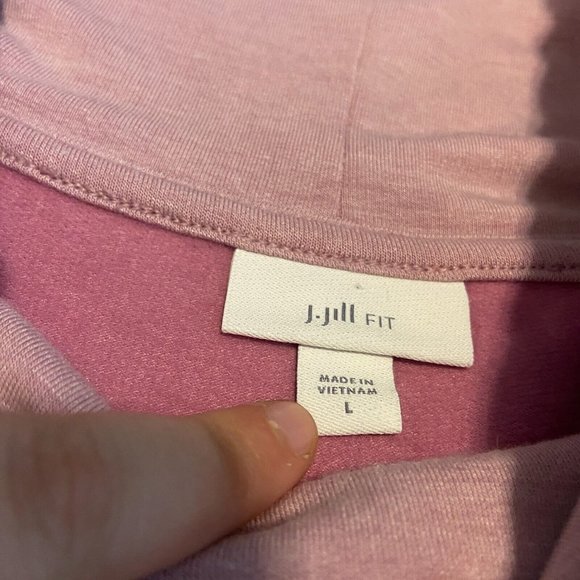 J Jill Fit Women L Cowl Neck Mini Dress Pink Long Sleeve Side Zip Stretch Active - Picture 4 of 9